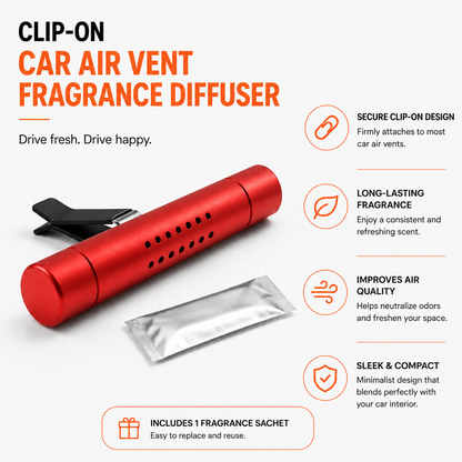 Clip-on car air vent fragrance diffuser