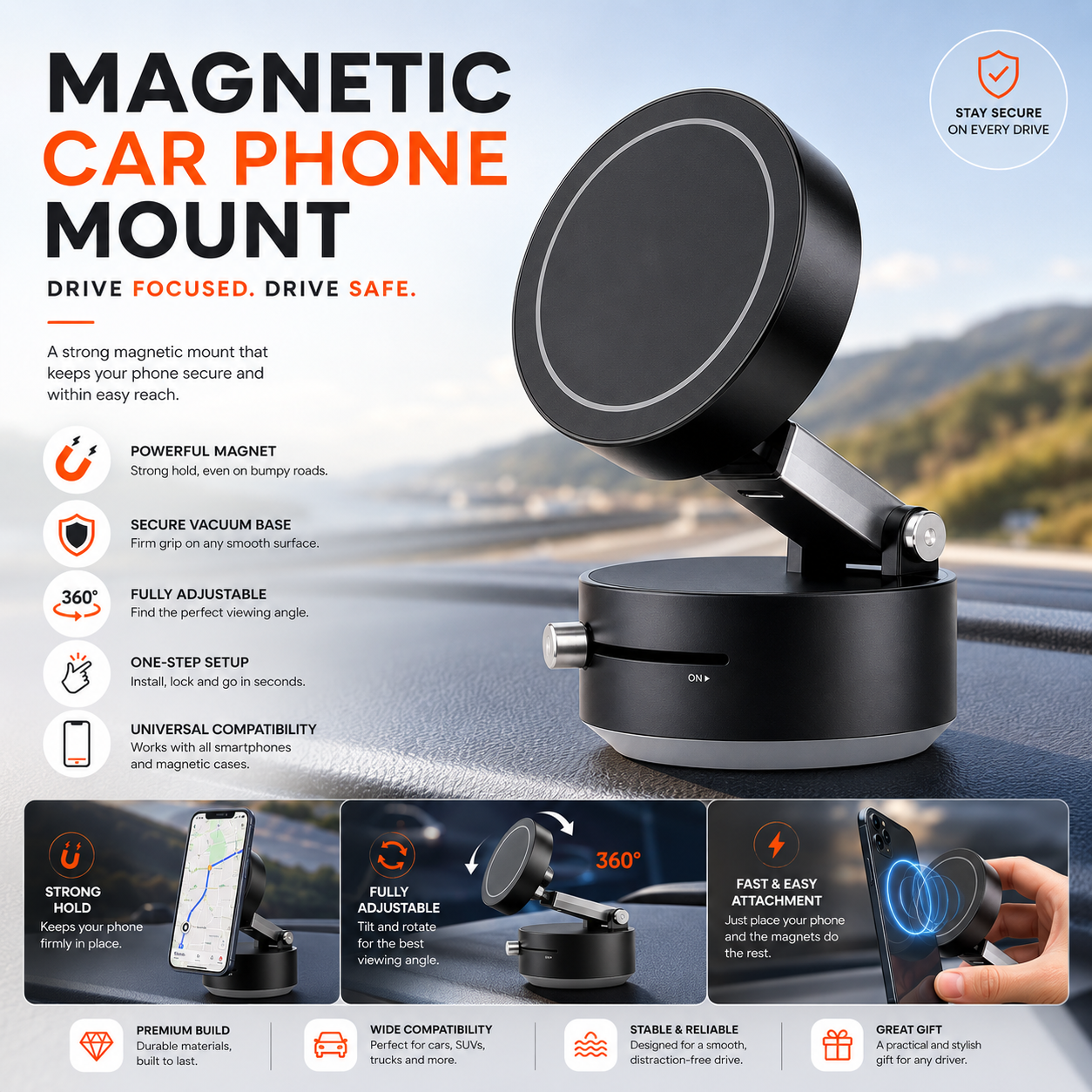 Magnetic Car Phone Mount