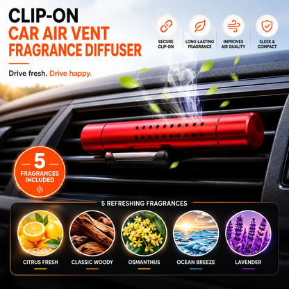 Clip-on car air vent fragrance diffuser